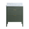 Fully Assembled 30''  Green Freestanding Single Sink Bathroom Vanity with Solid Wood Construction and Engineered Marble Top