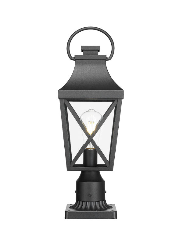 Outdoor Post Light,Lamp Post Light Fixture,Post Lantern with Pier Mount Base,Textured Black,20.3in,Suitable for Gardens, Yards or Entrances (1 pack)