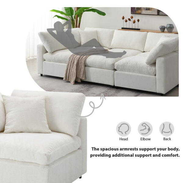 130*65" Modern Modular Cloud Sofa Bed, 6 Seat Chenille Sectional Couch Set with Ottoman,Free Combination,Convertible U Shaped Sleeper Sofa for Living Room, Apartment, 3 Colors