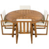 5-Piece Outdoor Patio Dining Set Acacia Wood Outdoor Dining Set Patio Furniture Set with Four  Armchairs and a Table for Garden, Balcony, Backyard, Beige