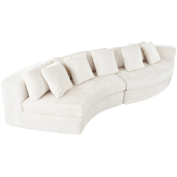 U_Style 115.7" Pure Foam Modular Sofa, 2-Piece Set with 5 Cushions, 4-Seater, Chenille Jacquard Fabric, Curved Design, No Assembly Required, Soft Upholstered Sofa for Living Room & Bedroom