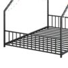 Full size children's bed frame with LED light strips, roof-shaped iron frame bed, Black,78.5" L x 55.9" W x 58.4" H.
