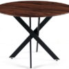 42.1"BLACK AND WOOD COLOR Table Mid-century Dining Table for 4-6 people With Round Mdf Table Top, Pedestal Dining Table, End Table Leisure Coffee Table,cross leg
