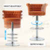 COOLMORE Velvet Bar Stool Set of 2, Adjustable Swivel Bar Stools with Silver Plated Metal Leg, Chrome Nailhead, Counter Height Chair for Kitchen,Dining Room