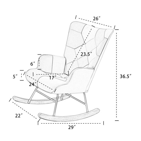 db8761716bbf425c90d89330ce085397_20230723_8e4a474c3909da692d1e050bb117921b Accent Rocking Chair, Mid Century Fabric Rocker Chair with Wood Legs and Patchwork Linen for Livingroom Bedroom
