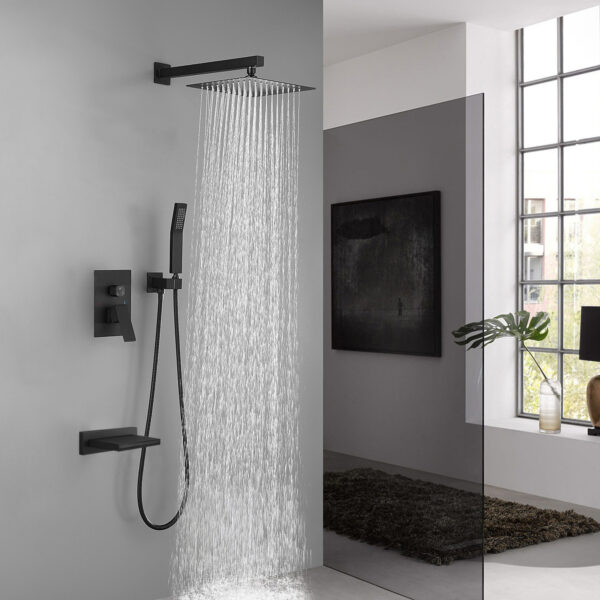 dbb77825401d42e9bb47647b0859b259_ab0dba756c2b0958b93e8c6c169e415b Wall Mounted Bathroom Rain Shower System Set with 10" Rain Shower Head, Handheld Shower and Tub Spout