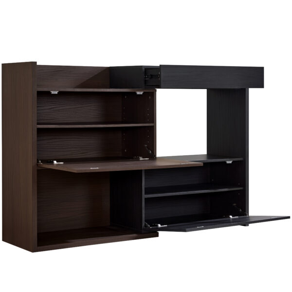 32.5''-58.8'' Extendable & Rotating Cabinet with 1 Drawer, 90-Degree Corner Cabinet, Multifuctional Storage Combination Cabinet for Living Room, Hallway, Entryway, Black & Walnut