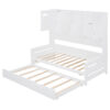 Twin Size Wooden Daybed With Twin Size Trundle, and All-in-One Cabinet and Shelf, White