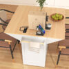 K&K 55.7'' Large Kitchen Island with 2 Drop Leaf,, Rolling Kitchen Cart on 5 Wheels with Power Outlet, Folding Storage Dining Table with Spice & Towel Rack , 3 Drawers, for Kitchen, Dining Room,White