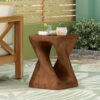 MGO Twist Shape Side Table, Wood-like texture, 	antique brown Color