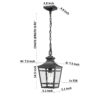 Outdoor Pendant Light E26 Socket, 14.5'' Modern Exterior Hanging Light Fixture with Clear Glass, Farmhouse Black Metal Outside Chandelier for Patio Front Porch Foyer Entryway (1 pack)