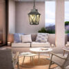 Outdoor Pendant Light Fixture, Black Farmhouse Outdoor Pendant Lights for Porch with Clear Glass, Modern Rectangular Exterior Hanging Lantern Light Fixtures (1 pack)