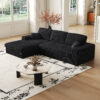 114.5'Modern Corduroy Modular foam Sofa, Recliner Seat reversible Sofa, 2-in-1 Sofa with Recliner and L-Shaped Sofa Combination with Three Cushion Neck Pillow Combination and Two Throw Pillows