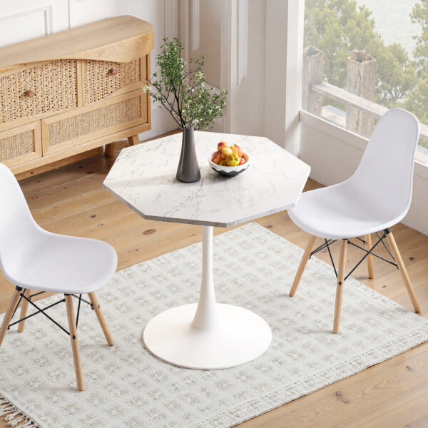 e016633680b34f5a93e14cfa3f74ac94_1833ef4f869ea986b566583158754a81 31.50"Modern Octagonal Coffee Table with Printed White Marble Table Top,Metal Base, for Dining Room, Kitchen, Living Room