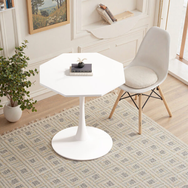 e06fb2e0497a494897090ef1d05e1a8a_b7d6e8d12e62191c85392b647d4d73fc 31.50"Modern Octagonal Coffee Table with MDF Table Top,Metal Base, for Dining Room, Kitchen, Living Room,White