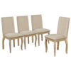 TREXM 5-Piece Farmhouse Dining Table Set Wood Round Extendable Dining Table and 4 Upholstered Dining Chairs (Natural Wood Wash)
