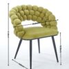 Green Modern chair(set of 2 ) with golden color iron tube legs,  soft cushions and comfortable backrest, suitable for dining room, living room, cafe,hairball back