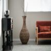 39-inch Tall Artificial Rattan Floor Vase in Elegant Beige - Statement Piece for Living Room Decor, Entryway, or Hallway - Versatile Home Accent for Dried or Silk Floral Arrangements