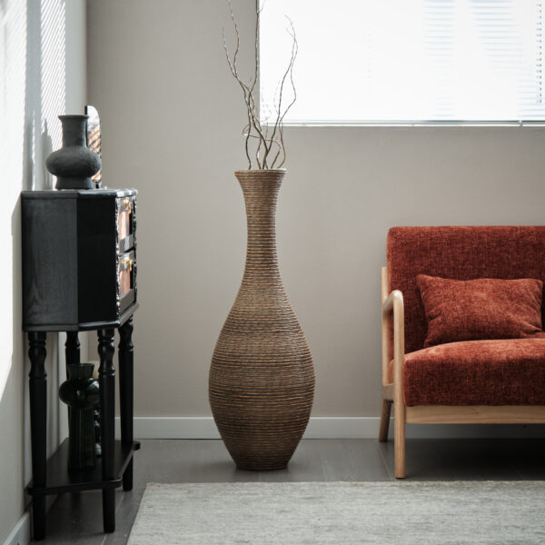 e21a2d7cc90e44749ea69fc8f4678388_2dff7cb7e2052e2a2399b15e49d82d64 39-inch Tall Artificial Rattan Floor Vase in Elegant Beige - Statement Piece for Living Room Decor, Entryway, or Hallway - Versatile Home Accent for Dried or Silk Floral Arrangements
