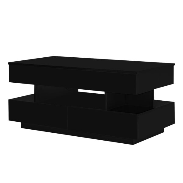 U-Can Lift-Top Coffee Table with 2 Drawers, Modern Coffee Table with Adequate Hidden Compartment, Multi-Functional Lift-Top Coffee Table with High-Gloss Finish for Living Room