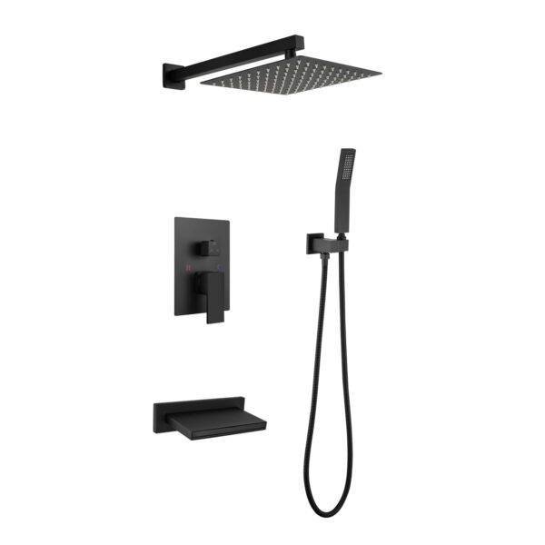 e29396b15372460795aa88e5051f0f0c_87b03640e9cf55568ed0c63ad244a749 Wall Mounted Bathroom Rain Shower System Set with 10" Rain Shower Head, Handheld Shower and Tub Spout