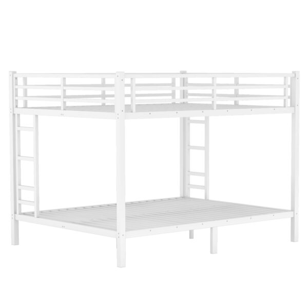 Metal Queen over Queen Bunk Bed for Teens and Adults,Space-Saving/Noise Reduced/No Box Spring Needed,White