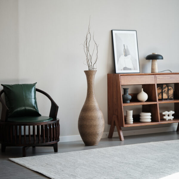 e2a8682ac9f84096869da99f1452ec2b_c73044e8988eb4018a690497ad78d268 39-inch Tall Artificial Rattan Floor Vase in Elegant Beige - Statement Piece for Living Room Decor, Entryway, or Hallway - Versatile Home Accent for Dried or Silk Floral Arrangements