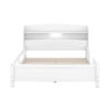Wood Full Size Platform Bed with Built-in LED Light, Storage Headboard and Guardrail, White