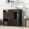 32.5''-58.8'' Extendable & Rotating Cabinet with 1 Drawer, 90-Degree Corner Cabinet, Multifuctional Storage Combination Cabinet for Living Room, Hallway, Entryway, Black & Walnut