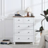 White Dresser with 5 Drawers, Tall Chest of Drawers, 5 Drawer Dresser with Deep Space, Wood Storage Cabinet for Living Room, Hallway, Office, White