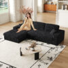 114.5'Modern Corduroy Modular foam Sofa, Recliner Seat reversible Sofa, 2-in-1 Sofa with Recliner and L-Shaped Sofa Combination with Three Cushion Neck Pillow Combination and Two Throw Pillows
