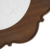 Mid-Century Style Coffee Table with Petal Shape and White Crackle Pattern Glass, 2-Tiered Coffee Table with Rattan, Walnut, 31.5"