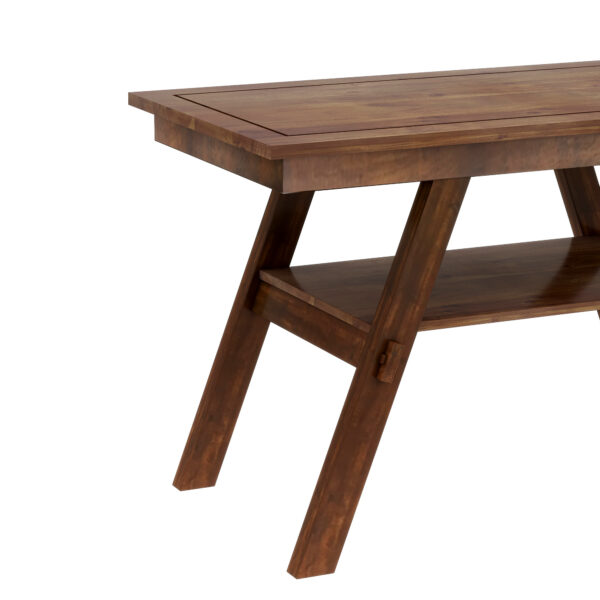 TOPMAX 6-Piece Wood Counter Height Dining Table Set with Storage Shelf, Kitchen Table Set with Bench and 4 Chairs,Rustic Style, Walnut+Beige Cushion (old sku: SH000257AAD)