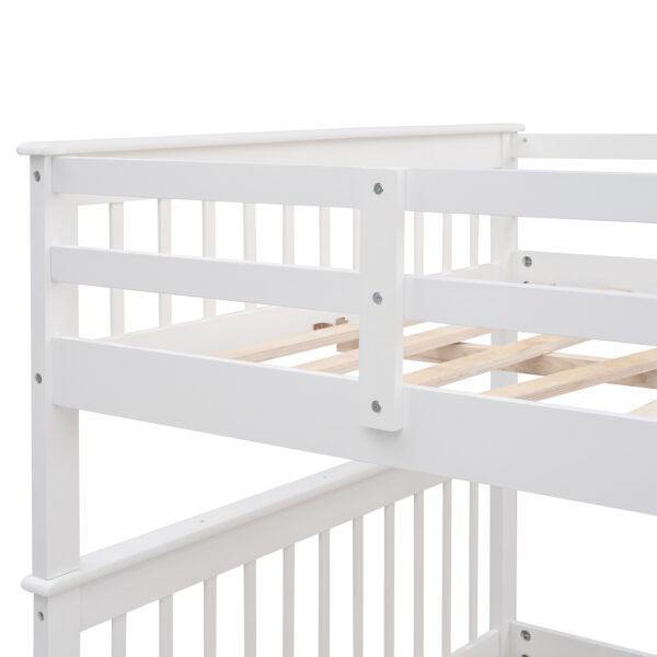 Stairway Full-Over-Full Bunk Bed with Storage and Guard Rail for Bedroom, Dorm, White color