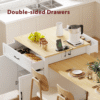 K&K 82.7 inch Kitchen Island with Extendable Dining Table for 4-6 Person,Two-tone Kitchen Table with Double-sized Storage, Power Outlet, Kitchen island with Storage 2 Drawers 2 Side Open Shelves,White