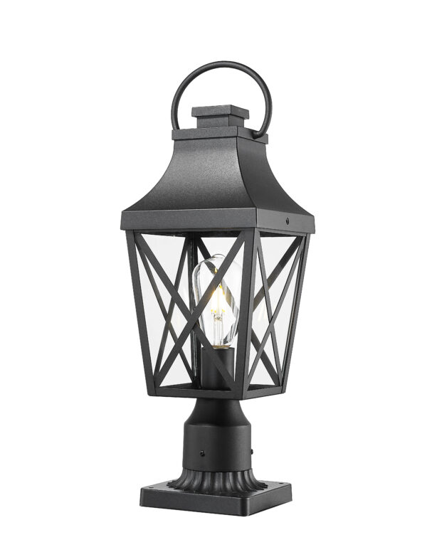 Outdoor Post Light,Lamp Post Light Fixture,Post Lantern with Pier Mount Base,Textured Black,21.3in,Suitable for Gardens, Yards or Entrances (2 pack)