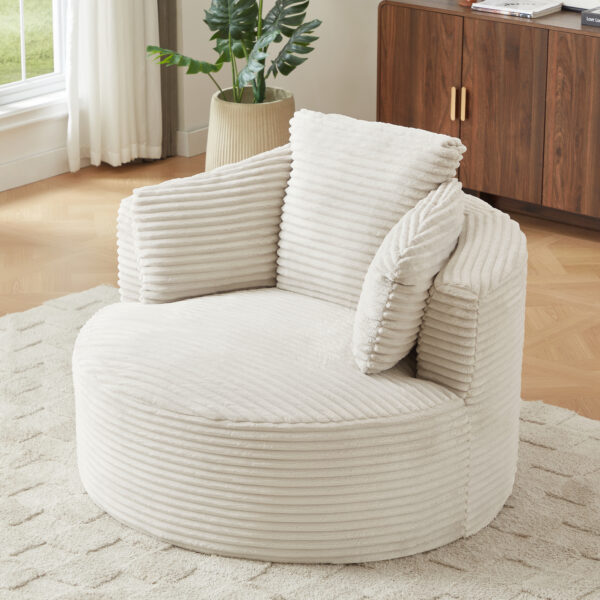 e55ae8c6c34b47c1a202754a876e543e_b5e8aa7dbbfdbae46736cf095cd4b6a5 Compressible Corduroy Round Chair with Cushioned Backrest - Modern Comfort Seating for Living Room,Office,Apartment(no swivel)