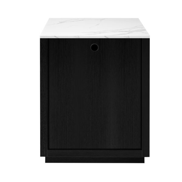 K&K 82.7 inch Kitchen Island with Extendable Dining Table for 4-6 Person,Faux Mable Kitchen Table with Double-sized Storage,Power Outlet,Kitchen island with Storage 2 Drawers 2 Side Open Shelves,Black
