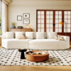 U_Style 115.7" Pure Foam Modular Sofa, 2-Piece Set with 5 Cushions, 4-Seater, Chenille Jacquard Fabric, Curved Design, No Assembly Required, Soft Upholstered Sofa for Living Room & Bedroom