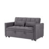 55.1-inch 3-in-1 convertible sofa bed, modern velvet double sofa Futon sofa bed with adjustable back, storage bag and pillow, for living room, bedroom (dark grey)