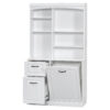 Bathroom Storage Cabinet with Tilt-Out Hamper, 70.9'' Tall Free Standing Organizer with Drawers & Adjustable Shelves, MDF Linen Tower with Steel Handles, White Finish