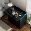 Nightstand with Charging Station and LED Lights,Night Stand with Sliding Top for Bedroom,Bedside Table with Drawers,Modern End Side Table,Black.28.8''W x 17''D x 30.5''H.