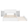 Queen Size Storage Platform Bed with Pull Out Shelves and Twin  XL Size Trundle, White