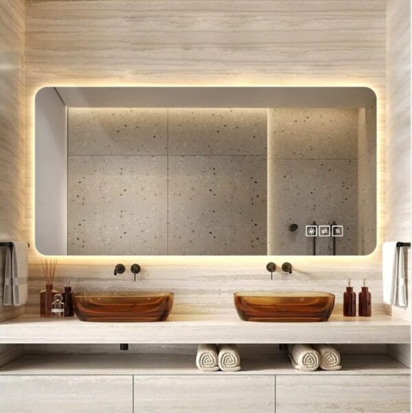 e6dd57c1f60c45069e78fd4531a60254_b943960671d707552bed2a3691f0e095 Wall mounted LED lighting mirror/bathroom mirror/full-length mirror/makeup mirror, three color lighting+dimming+IP44 waterproof+anti fog+touch switch 24 × 48 inches