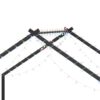 Full size children's bed frame with LED light strips, roof-shaped iron frame bed, Black,78.5" L x 55.9" W x 58.4" H.