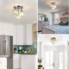Semi Flush Mount Ceiling,3-Light Kitchen Mount,Hallway Light Fixtures Ceiling with Clear Crystal Shades for Kitchen Entryway Bedroom Bathroom Foyer