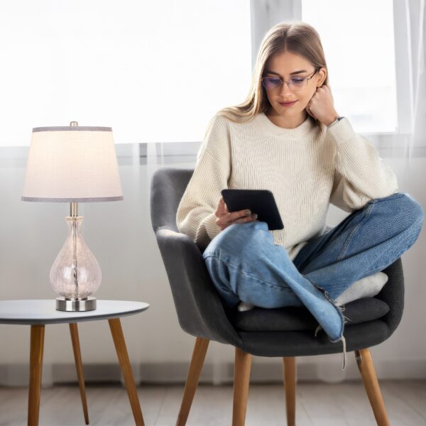e7938f26518b4d948449d4a268883575_c7acf69af288730b8dffa5c1e647c454 Glass Table Lamp for Living Room Bedroom Set of 2, 22.5" LED Light with Touch Control, White 3 Way Dimmable Modern Bedside Lamps for Home Decor with White Fabric Shade