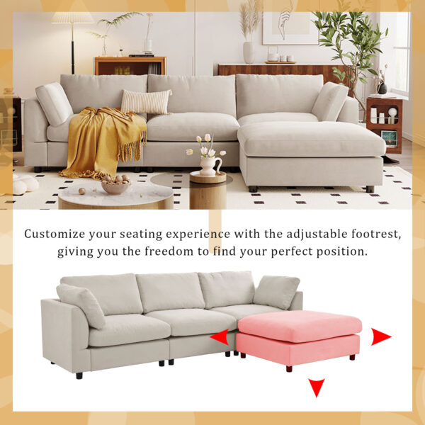 U_STYLE Upholstery Convertible Sectional Sofa, L Shaped Couch with Reversible Chaise
