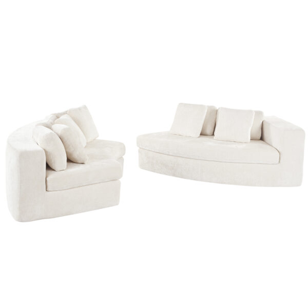 U_Style 115.7" Pure Foam Modular Sofa, 2-Piece Set with 5 Cushions, 4-Seater, Chenille Jacquard Fabric, Curved Design, No Assembly Required, Soft Upholstered Sofa for Living Room & Bedroom
