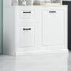 Bathroom Storage Cabinet with Tilt-Out Hamper, 70.9'' Tall Free Standing Organizer with Drawers & Adjustable Shelves, MDF Linen Tower with Steel Handles, White Finish